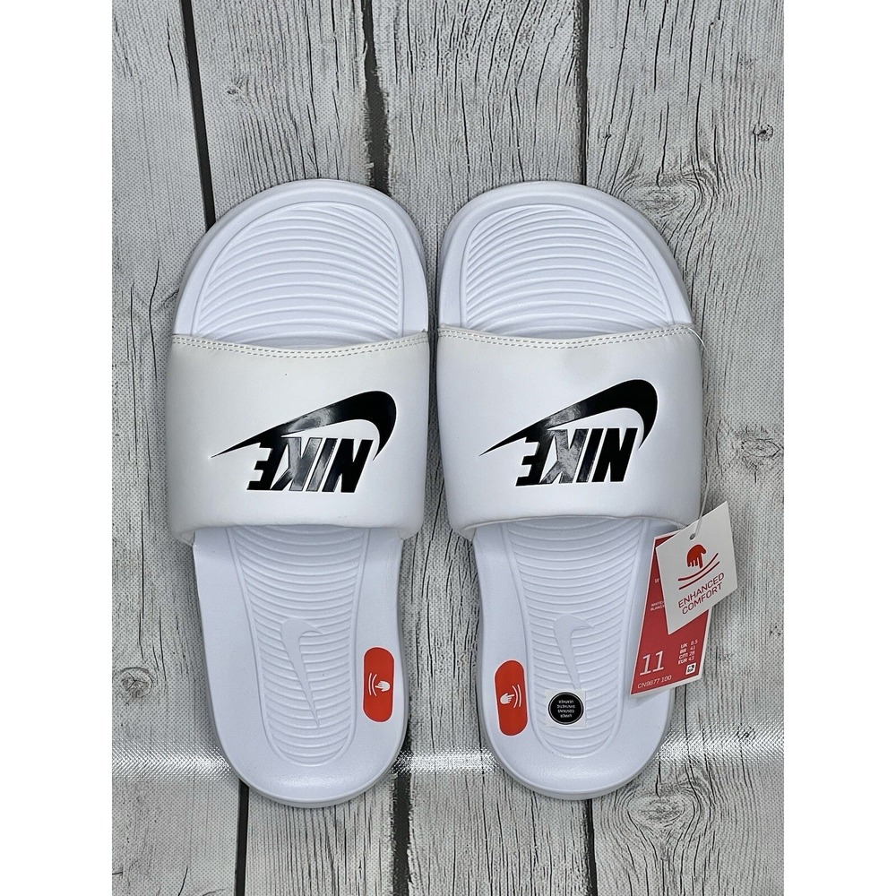 Nike Women's Victori One Slide White Black Size 11‎ CN9677‑100